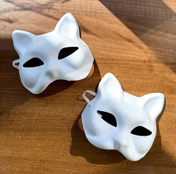 Cat Mask Masque Chat, Blanc , Masques Bricolage Papier Pâte Pulp Masque Therian