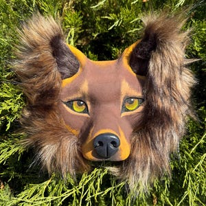 Handmade wolf mask, therian mask, animal brown wolf mask, cosplay, mask for quadrobics, therianthropy