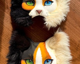 Calico Cat Mask with Whiskers: Therian Cosplay, Quadrobics