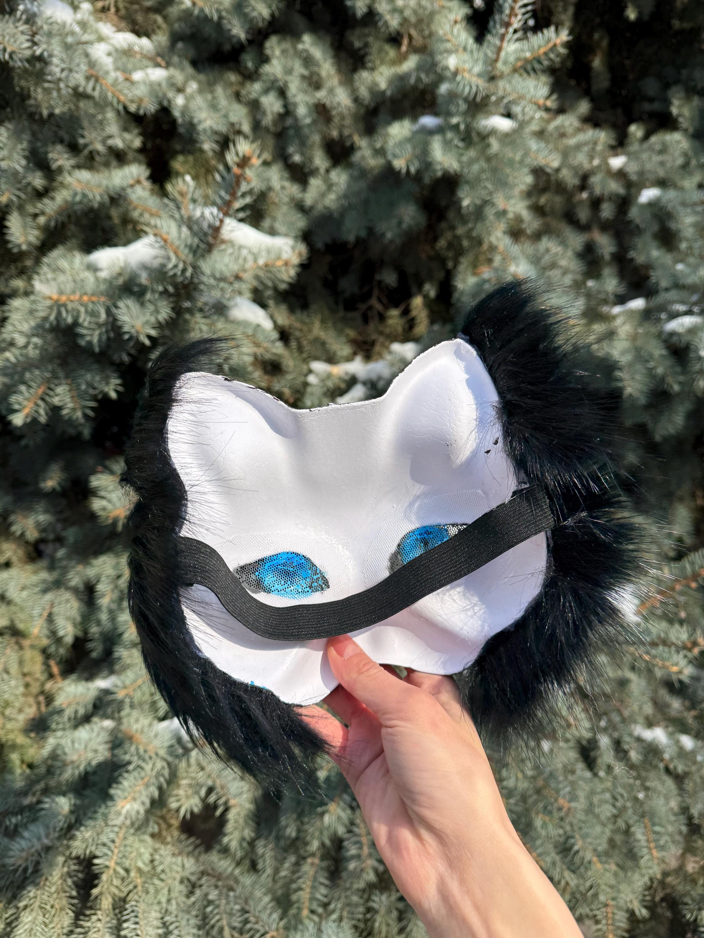 リアルな黒猫の獣人マスク、青い目、猫科のコスプレ - Etsy 日本