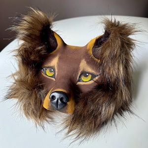 Brown wolf mask, therian mask, animal mask, wolf mask, cosplay, mask for quadrobics, therianthropy
