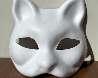 Blank Paper Mache Therian Cat Mask: DIY Crafting Mask