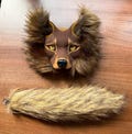 Handmade Wolf Mask and Faux Fur Tail: for Therians, Cosplay, Furries
