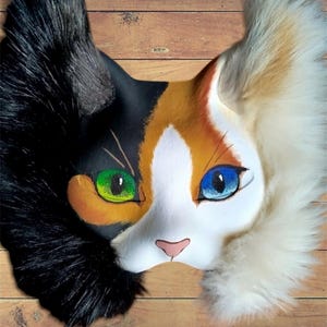Therian mask, calico cat animal mask in stock, cosplay, mask for quadrobics, therians