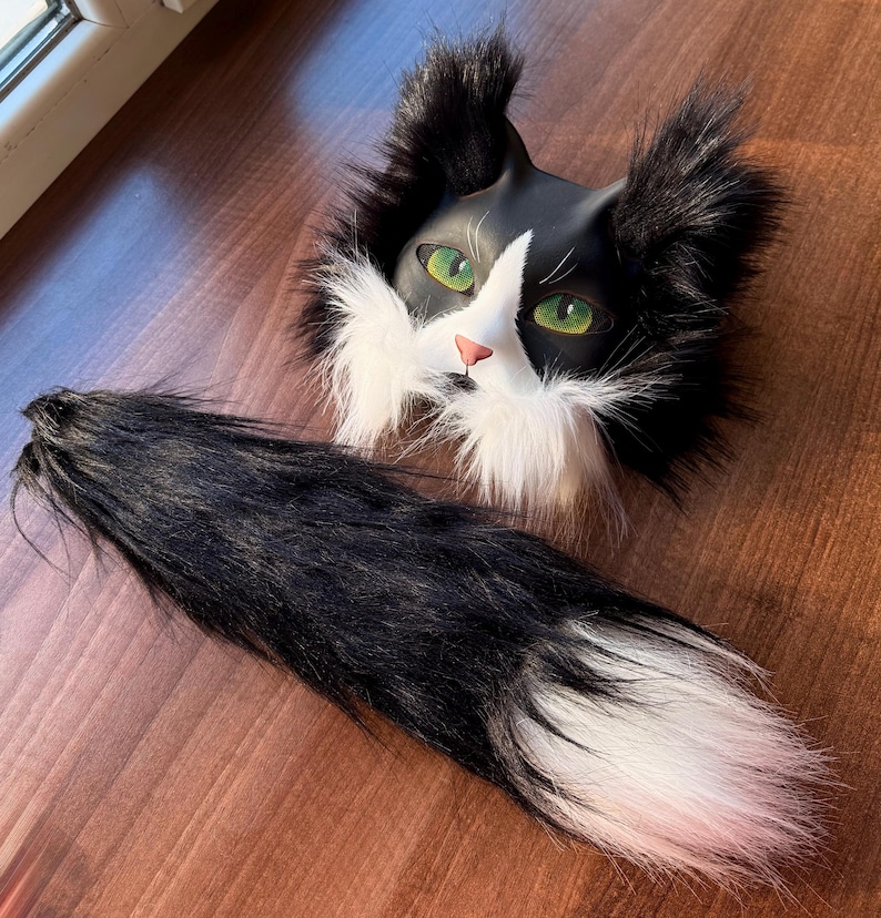 Handmade Maine Coon Cat Mask and Tail: for Therians, Cosplay, Furries ...