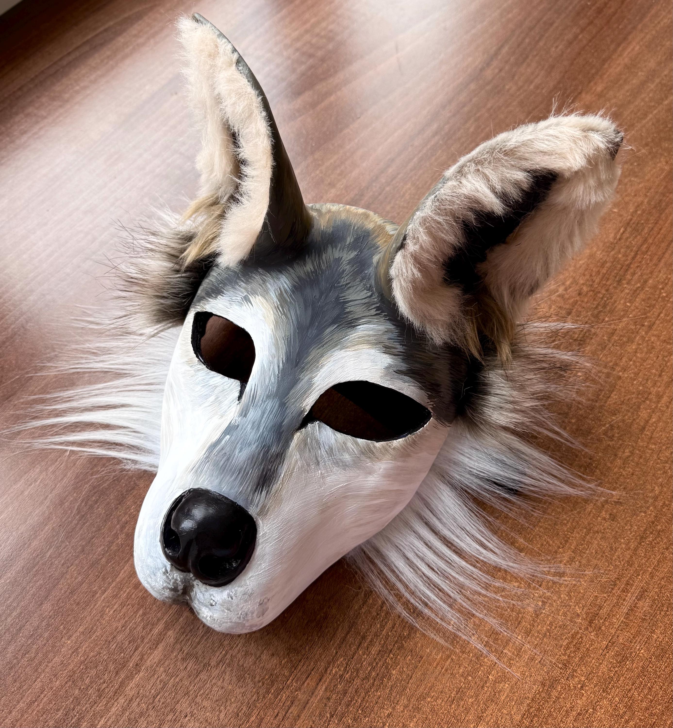 Realistic Wolf Mask and Faux Fur Tail: Handmade for Therians, Cosplay ...