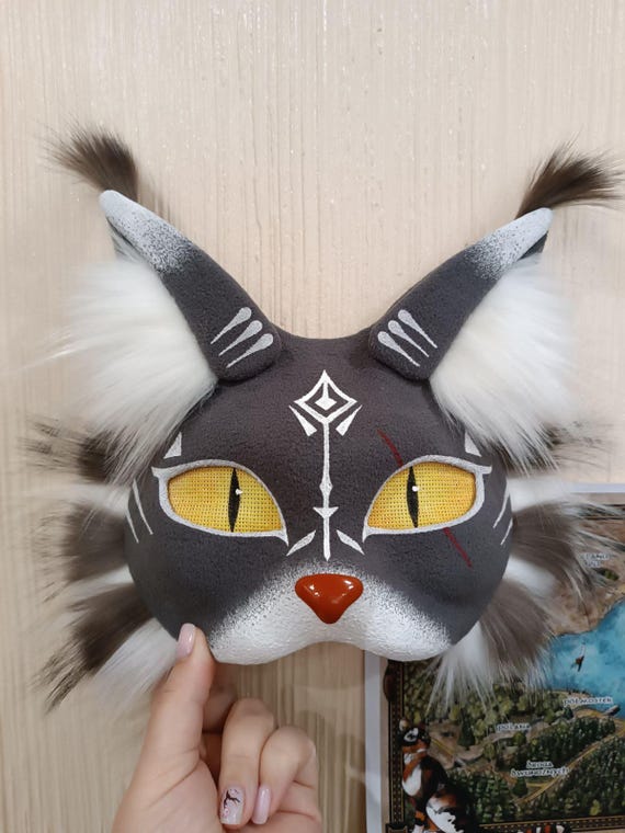 mask gray cat costume