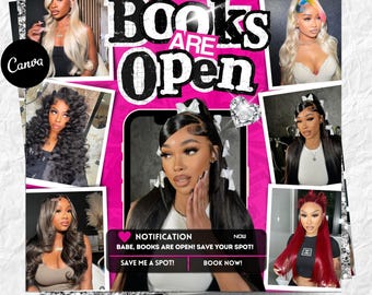 New Clients Booking Flyer, Booking Flyer, Hair Flyer, Wig Flyer, Book Now Flyer, Books Open Flyer, Calendar Flyer, Trending Beauty flyer