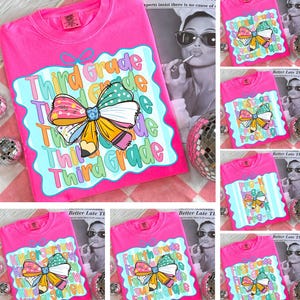 Preppy Back to School Bundle PNG, Coquette Teacher First Day of School Shirt Design, Girly Checkered Sublimation, Pre-k 1st/2nd/3rd Grade