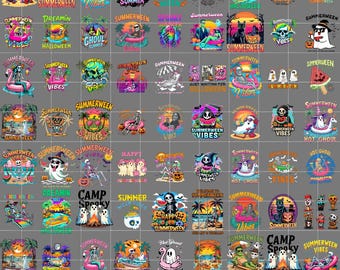 30+ Bundle Summerween Png, Funny Summer-ween Png, Summerween Horror Characters Png, Spooky Summer, Halloween Gift, Year-Round, Beach Skelly