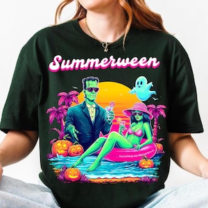Summerween Summer Halloween Zombie Frankenstein Boo Ghost Png, Halloween Horror Characters Png, Trendy Summer Halloween Shirt Png