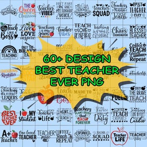 60+ Bester Lehrer aller Zeiten Png, Zurück in der Schule Lehrer Design, Lehrer-Shirt-Design, Schulanfang, erster Schultag Sublimation, Schulanfang