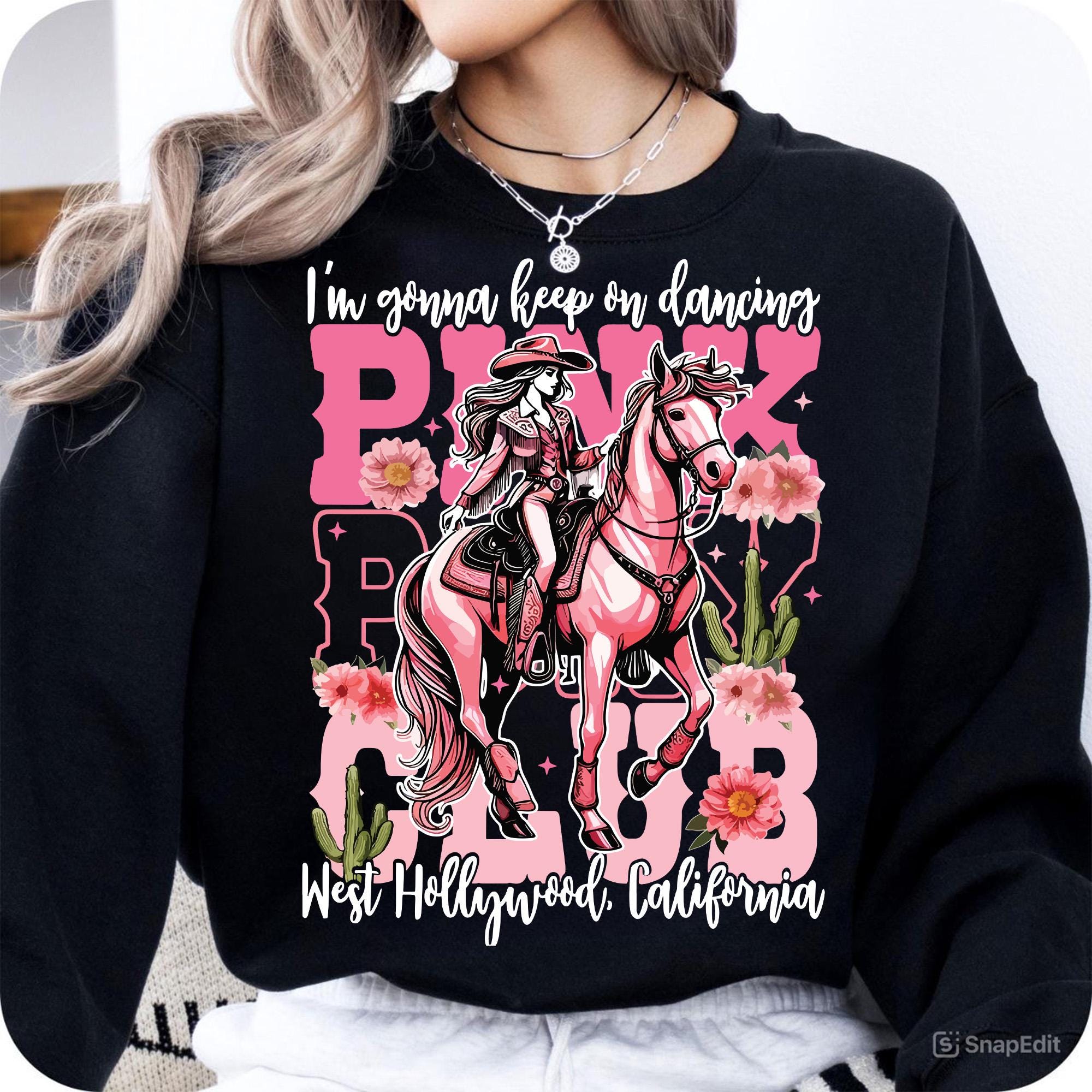 Pink Pony Club Png, Cowgirl Png, Pink Pony Girl Png, Midwest Princess Tour Png, Png, Sapphic Lesbian Png, Flower Shirt Png