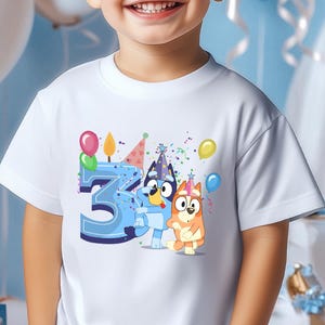 Personalized Blue Birthday Boy Shirt Custom Blue Birthday Boy Shirt Blue Dog Birthday Tshirt Blue Dog Birthday Party Shirt Birthday Outfit
