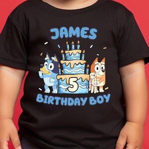 Personalized Blue Birthday Boy Shirt Custom Blue Birthday Boy Shirt Blue Dog Birthday T-Shirt Blue Dog Birthday Party Shirt Birthday Outfit