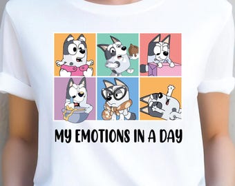 My Spirit Animal Muffin My Emotions in a Day Shirt Blue Dog Family Shirt Muffin Heeler Tee Blue Dog Family Matching Shirts Funny Toddler Tee