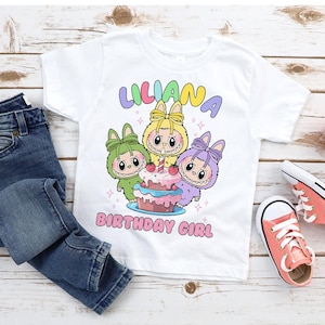 Custom Labubu Birthday Shirt, Personalized Labubu Birthday Gift, Cute Labubu Birthday Tee, Custom Name Birthday T-Shirt, Labubu Monster Tee