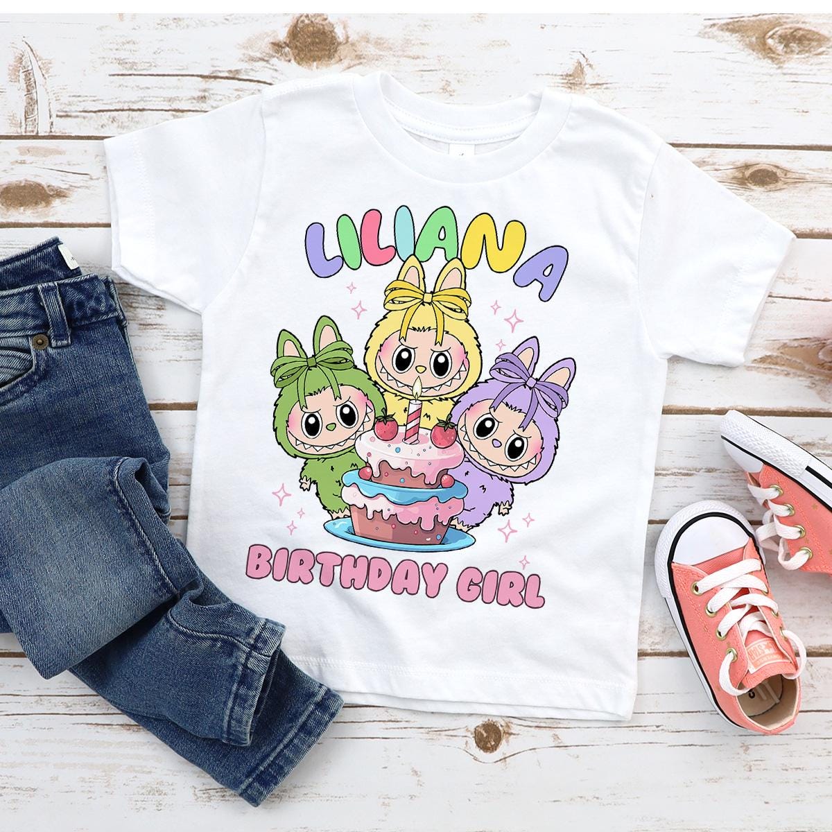Custom Labubu Birthday Shirt, Personalized Labubu Birthday Gift, Cute Labubu Birthday Tee, Custom Name Birthday T-Shirt, Labubu Monster Tee
