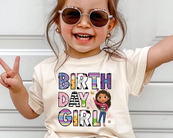 Personalized Dollhouse Birthday Girl Shirt, Custom Birthday Girl Shirt, Toddler Birthday Girl Tee, Dollhouse Theme Shirt, Doll Theme Party