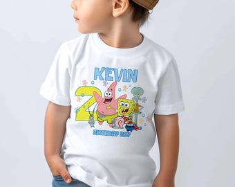 Custom Spongebob Birthday Family Shirts, Personalized Spongebob Birthday Boy Tee, Custom Spongebob Birthday Girl Tee, Bob Party, Sponge Tee
