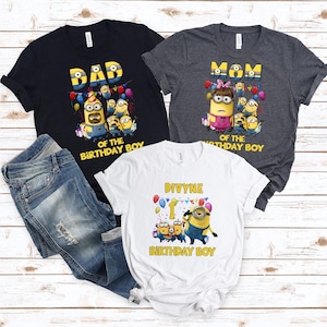 Minion Birthday Shirt, Custom Minion Birthday Shirt, Minion Family Tees, Mini Birthday Party Shirt, Personalized Toddler Birthday Boy Outfit