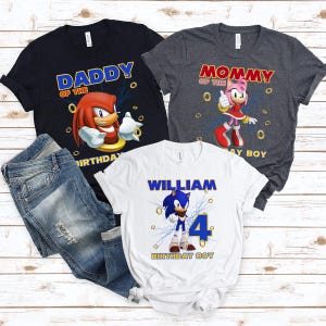 Custom Sonic Birthday Boy Shirt, Sonic Birthday Tee, Sonic Family Birthday Tee, Matching Shirt Sonic, Birthday Gift, Personalized Sonic Tee