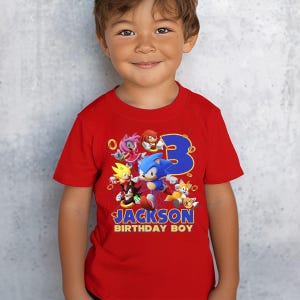 Custom Sonic Birthday Boy Shirt, Sonic Birthday Tee, Sonic Family Birthday Tee, Matching Shirt Sonic, Birthday Gift, Personalized Sonic Tee