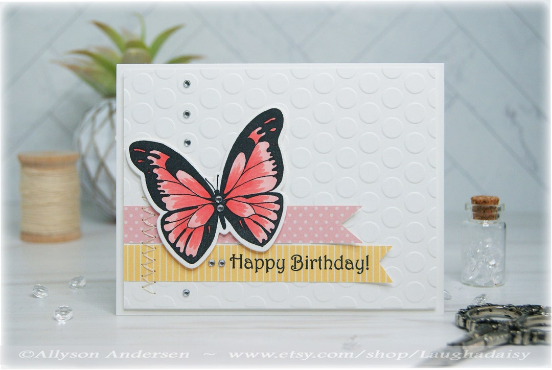 Happy Birthday Greeting Card - Butterfly Greeting Card - Handmade ...
