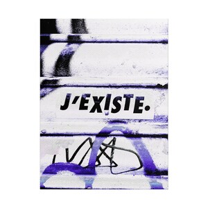 J Existe Existential Poster, Punk Typography Wall Art, French Alternative Decor, Grunge Art Print