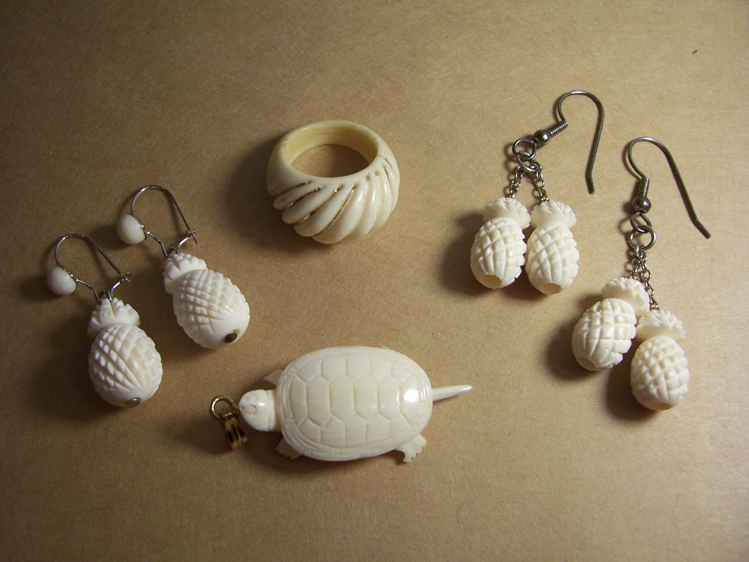 Antique Lot of Genuine Ivory Jewelry Hand Carved Etsy