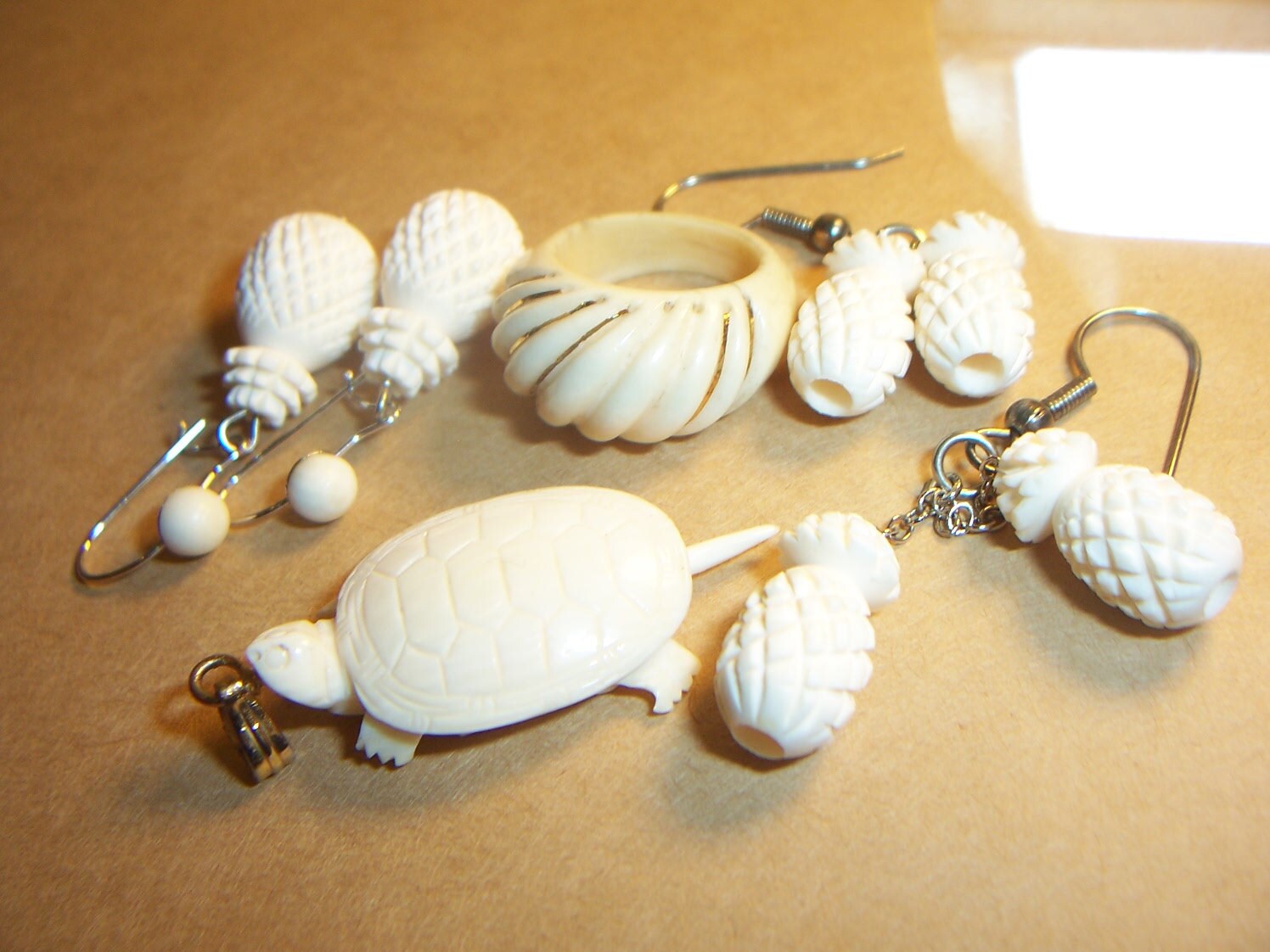 Antique Lot of Genuine Ivory Jewelry Hand Carved Etsy