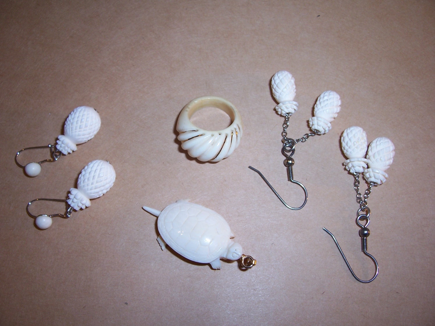 Antique Lot of Genuine Ivory Jewelry Hand Carved Etsy