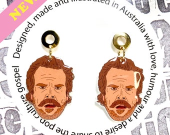 Stranger Things - Season 3 Jim Hopper/ David Harbour Dangle Earrings, Pop Culture, Quirky Earrings