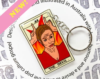 Jan Levinson Keychain | Tarot Card | The Devil | The Office | Dinner Party Episode | Funny Gift | Mega Fan