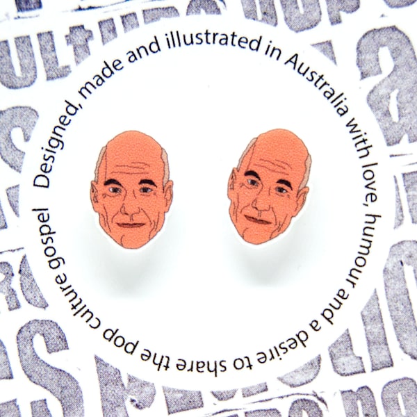 Captain Jean-Luc Picard earrings | Star Trek studs | Next Generation earrings | Pop Culture Plastics