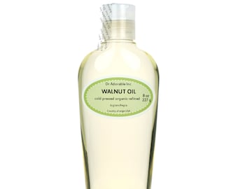 8 oz - Walnut Oil - REFINED Organic Cold Pressed 100% Pure Massage Creams