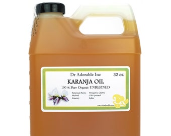 32 oz - Karanja Seed Oil - Cold Pressed UNREFINED Pure Natural Fresh