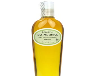 8 oz - Pure Mustard Seed Oil - Organic Cold Pressed UNREFINED