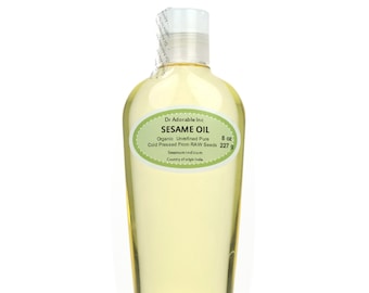 8 oz - Sesame Seed Oil from RAW Seeds - Pure & Organic Cold Pressed Carrier Oil Unrefined