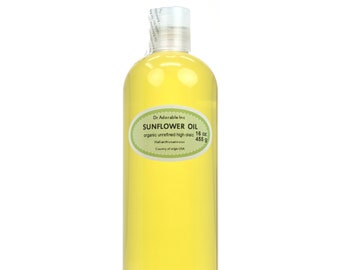 16 oz - Sunflower Oil UNREFINED - 100% Pure Organic Cold Pressed Virgin