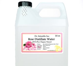 32 oz - Rose Water - 100% Natural Organic Face Toner Alcohol-Free Cleanser Bulgarian Rose Hydrosol for Face and Hair by Dr Adorable