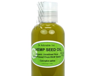 4 oz - Hemp Seed Oil UNREFINED - 100% Pure Organic Cold Pressed Fresh Natural
