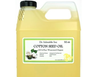 32 oz - Cottonseed Oil - Winterized Organic Cold Pressed Fresh Natural