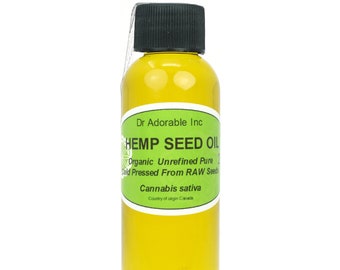 2 oz - Hemp Seed Oil UNREFINED - 100% Pure Organic Cold Pressed Fresh Natural