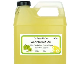 32 oz - Pure Grapeseed Oil - Organic Cold Pressed Natural