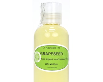 4 oz - Pure Grapeseed Oil - Organic Cold Pressed 100% Pure