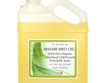 7 lb - Sesame Seed Oil from RAW Seeds - Pure & Organic Cold Pressed Carrier Oil Unrefined
