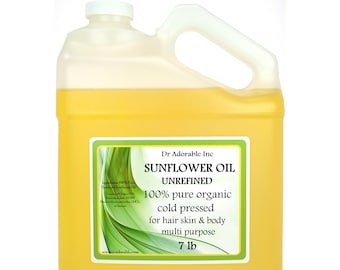 7 lb - Sunflower Oil UNREFINED - Pure Organic Oil Cold Pressed Gallon