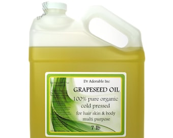 7 lb - Pure Grapeseed Oil - Organic Cold Pressed Natural