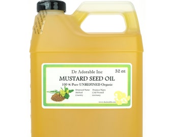 32 oz - Pure Mustard Seed Oil - Organic Cold Pressed UNREFINED